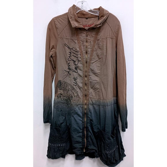 Desigual Jackets & Blazers - VTG Y2K Desigual Artsy Dress Jacket Womens Large Brown Ombre Boho Embroidered